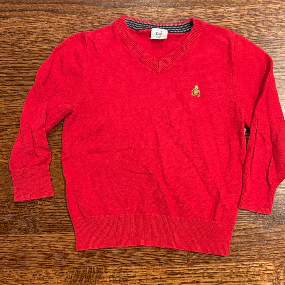 GAP Kids Bright Red V-Neck Sweater